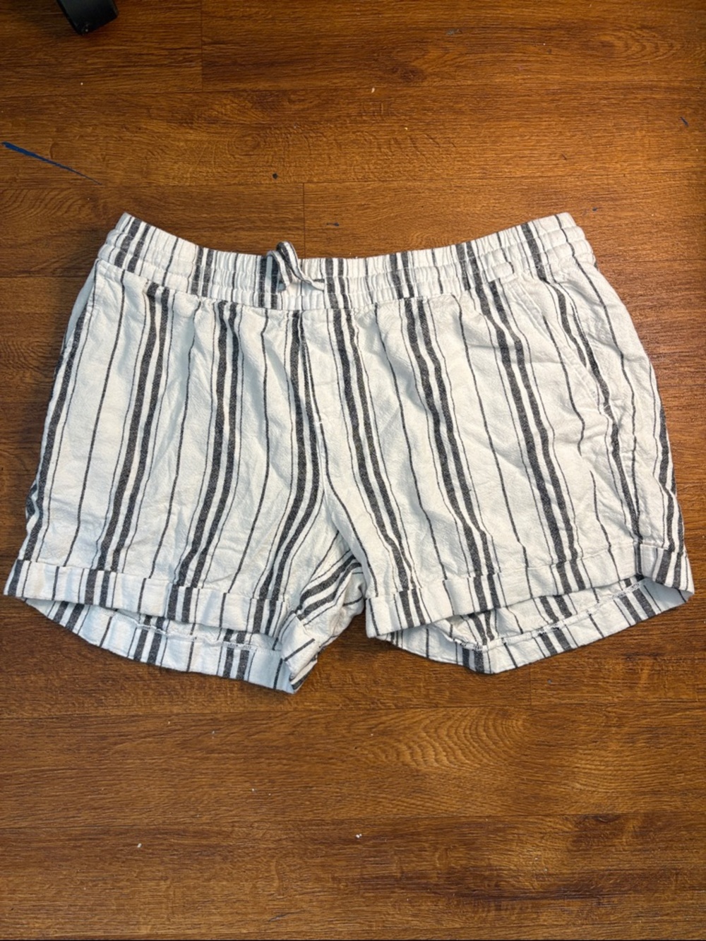 Old Navy Black & White Striped Drawstring Shorts